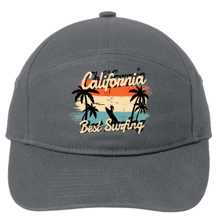 California Surfing Summer Beach Vintage Sunset 7-Panel Snapback Hat