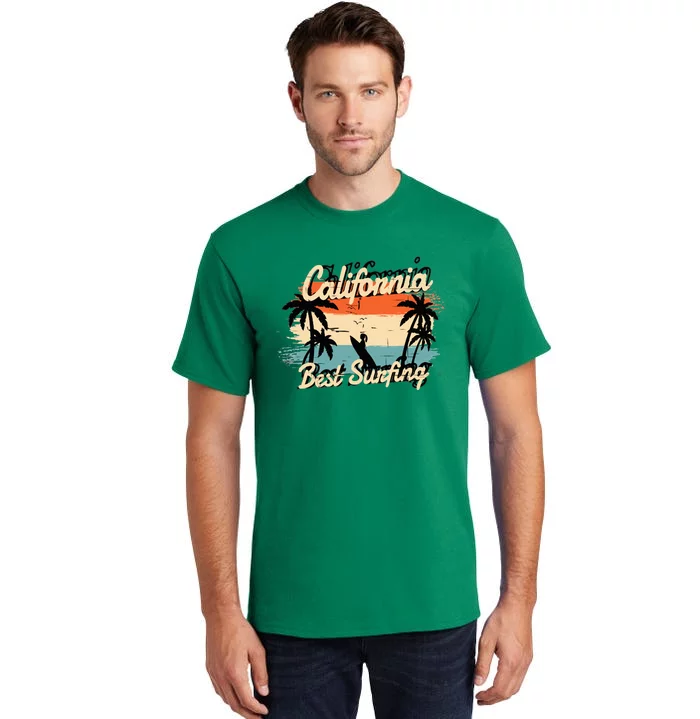 California Surfing Summer Beach Vintage Sunset Tall T-Shirt