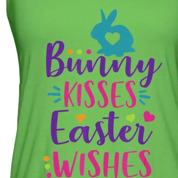 Cute Sunday School or Egg Hunt Bunny Kisses Easter Wishes Ladies Essential Flowy Tank