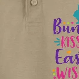 Cute Sunday School or Egg Hunt Bunny Kisses Easter Wishes Dry Zone Grid Performance Polo