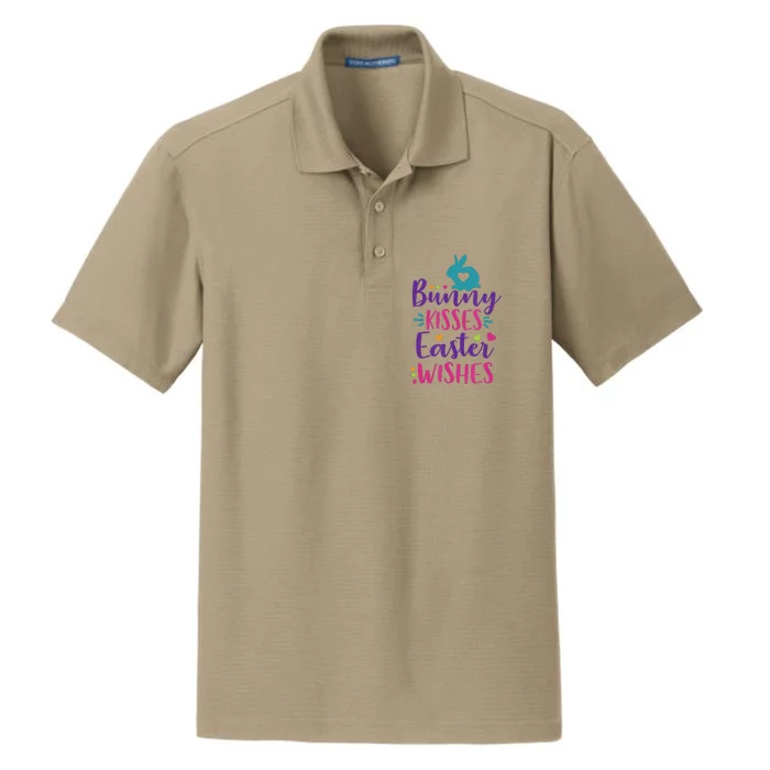 Cute Sunday School or Egg Hunt Bunny Kisses Easter Wishes Dry Zone Grid Performance Polo