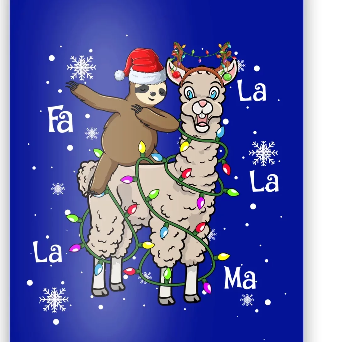 Cute Santa Sloth Riding Llama Christmas Lights Pajamas Xmas Meaningful Gift Poster