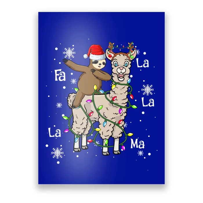 Cute Santa Sloth Riding Llama Christmas Lights Pajamas Xmas Meaningful Gift Poster