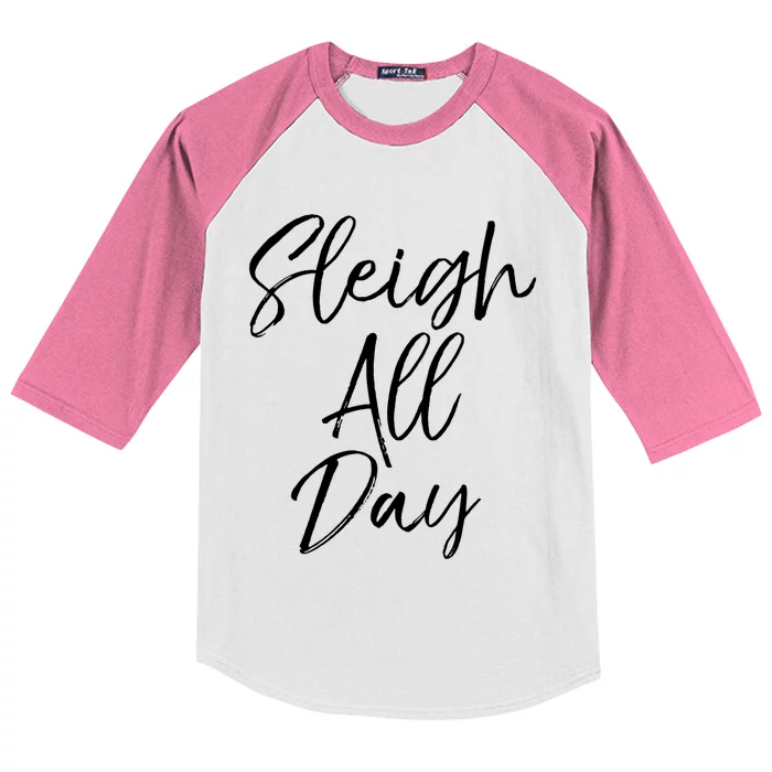 Cute Snow Sledding Quote Winter Sleigh All Day Cute Gift Kids Colorblock Raglan Jersey