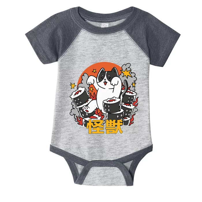 Catzilla Sunset Sushi Cat Japanese Infant Baby Jersey Bodysuit