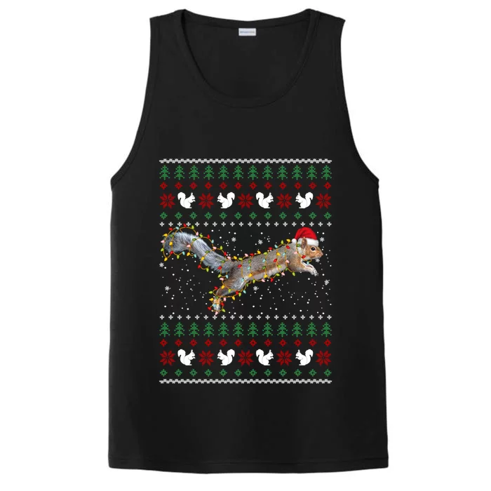 Cute Squirrel Santa's Hat Ugly Christmas Sweater Tee Xmas Gift Performance Tank