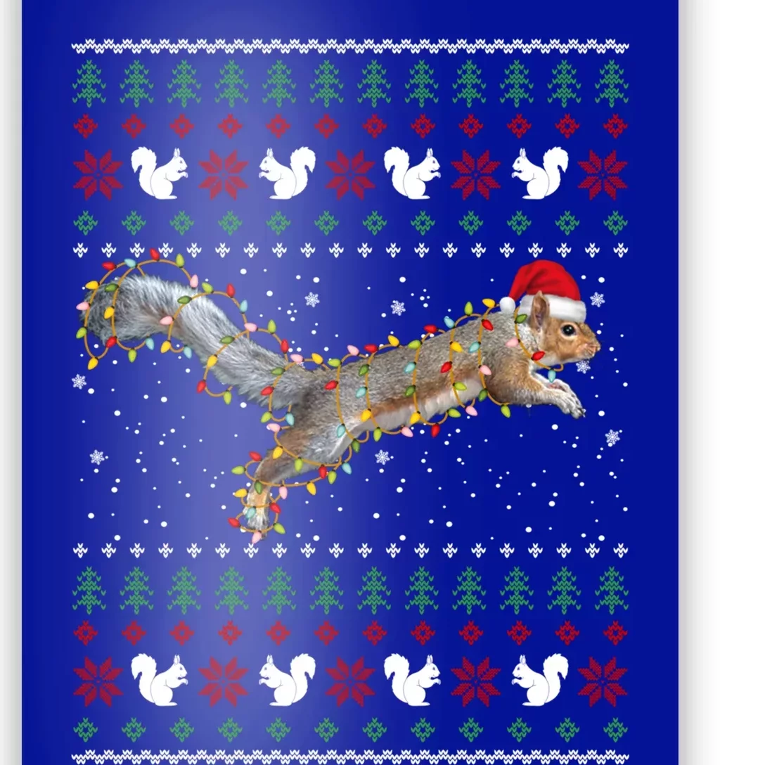 Cute Squirrel Santa's Hat Ugly Christmas Sweater Tee Xmas Gift Poster