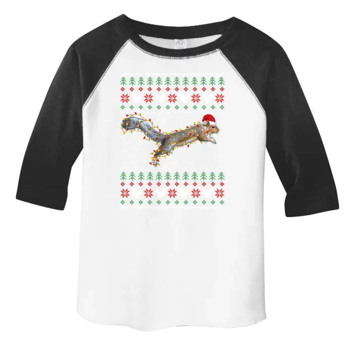 Cute Squirrel Santa's Hat Ugly Christmas Sweater Tee Xmas Gift Toddler Fine Jersey T-Shirt