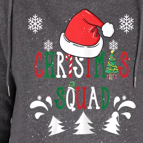 Christmas Squad Santa Hat Family Matching Pajama Xmas Gift Womens Funnel Neck Pullover Hood