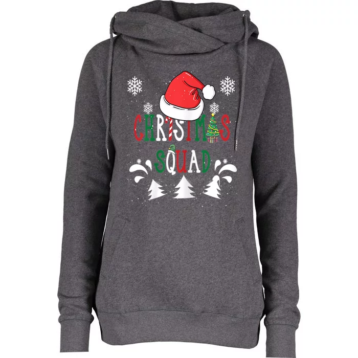 Christmas Squad Santa Hat Family Matching Pajama Xmas Gift Womens Funnel Neck Pullover Hood