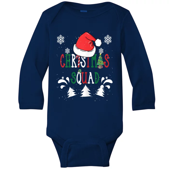 Christmas Squad Santa Hat Family Matching Pajama Xmas Gift Baby Long Sleeve Bodysuit