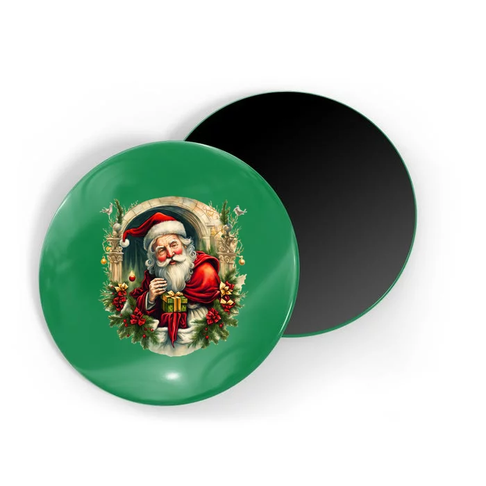 Christmas Spirit Santa Illustration Magnet