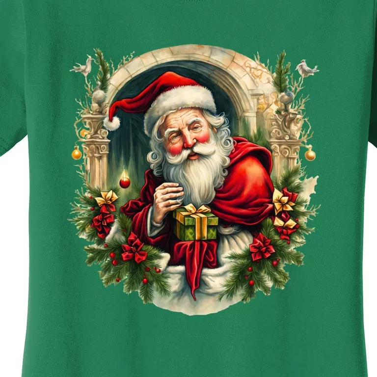 Christmas Spirit Santa Illustration Women's T-Shirt