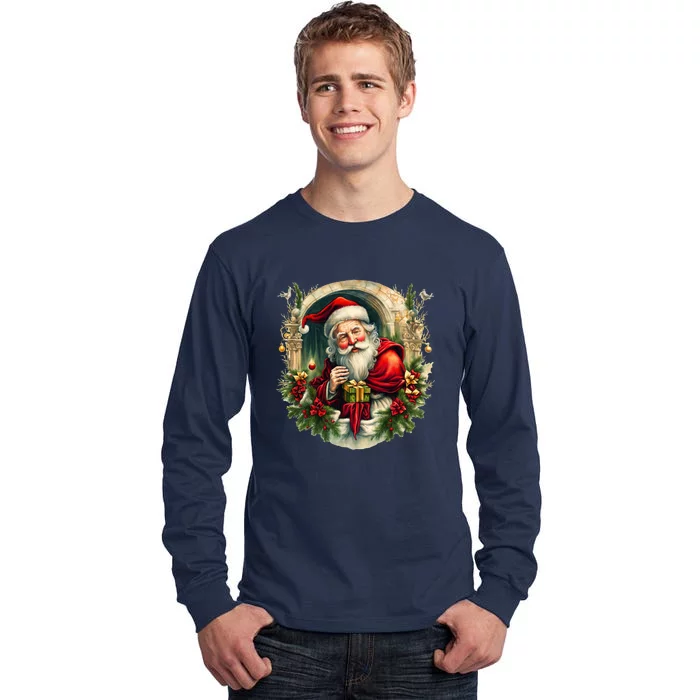 Christmas Spirit Santa Illustration Tall Long Sleeve T-Shirt