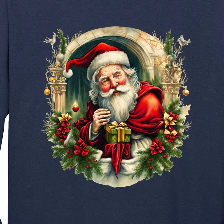 Christmas Spirit Santa Illustration Tall Long Sleeve T-Shirt