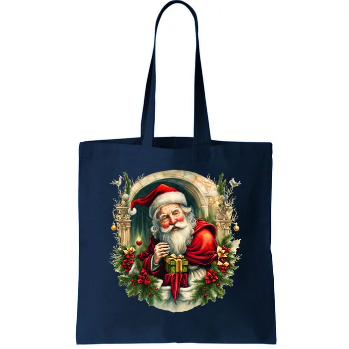 Christmas Spirit Santa Illustration Tote Bag