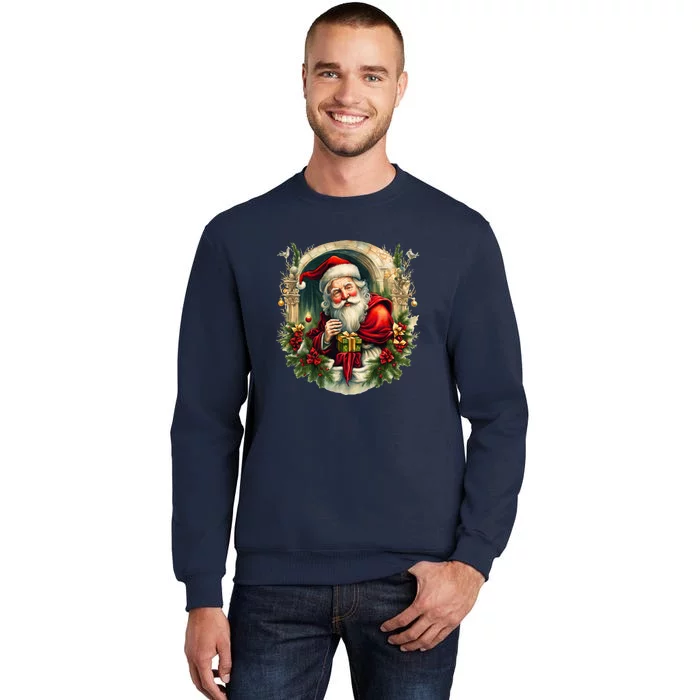 Christmas Spirit Santa Illustration Tall Sweatshirt