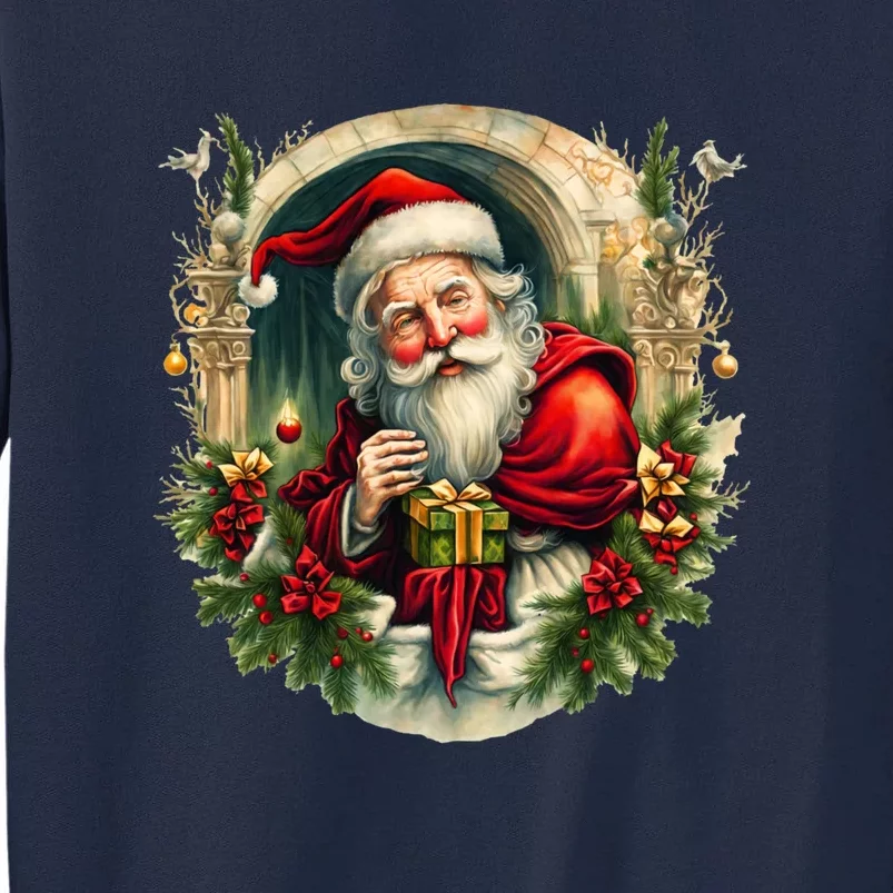 Christmas Spirit Santa Illustration Tall Sweatshirt