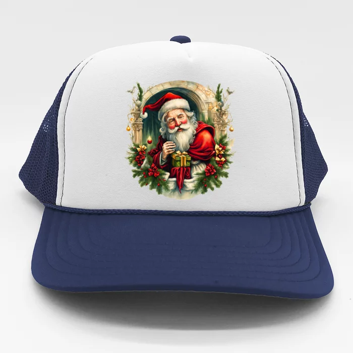 Christmas Spirit Santa Illustration Trucker Hat