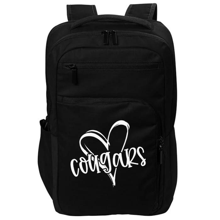 Cougars School Sports Fan Team Spirit Heart Impact Tech Backpack