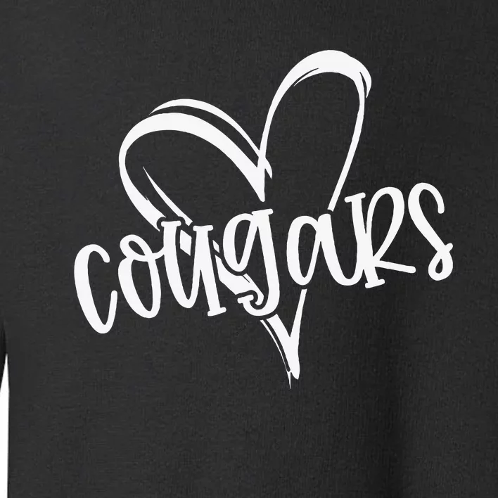 Cougars School Sports Fan Team Spirit Heart Toddler Sweatshirt