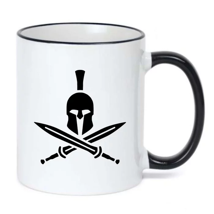 Cross Swords Spartan Black Color Changing Mug