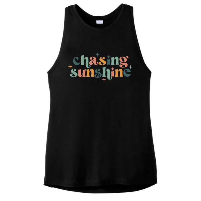 Chasing Sunshine Summer Lake Vibes Beach Summer Vacation Ladies Tri-Blend Wicking Tank