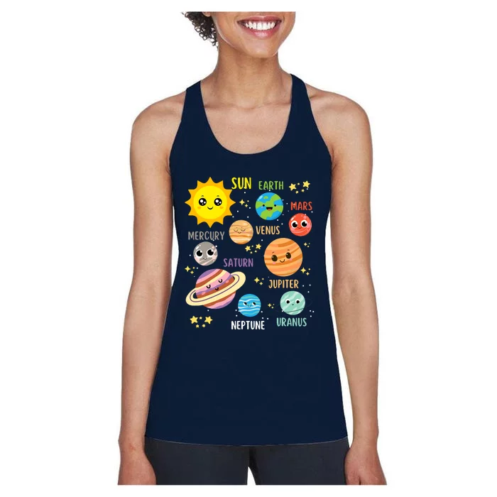 Cute Solar Systems Astronomy Boy Girl Women's Racerback Tank