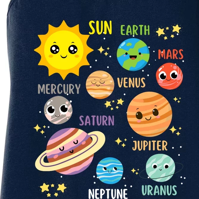 Cute Solar Systems Astronomy Boy Girl Women's Racerback Tank