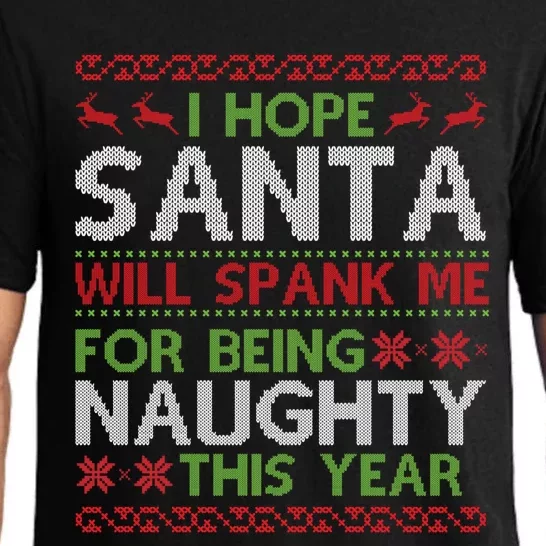 Christmas Santa Spank Naughty Ugly Christmas Sweater Great Gift Pajama Set