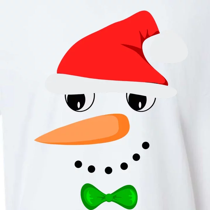 Cute Santa Snowman Face Funny Christmas Snowman Costume Sueded Cloud Jersey T-Shirt