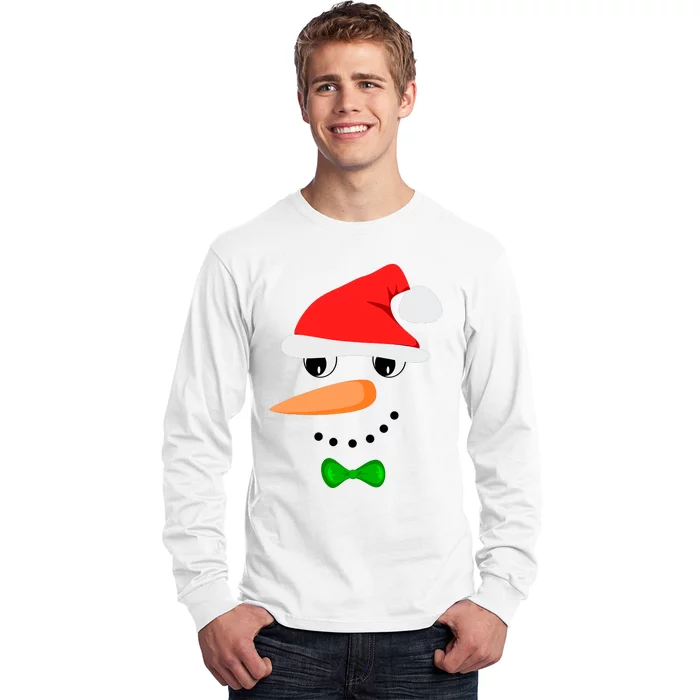 Cute Santa Snowman Face Funny Christmas Snowman Costume Long Sleeve Shirt