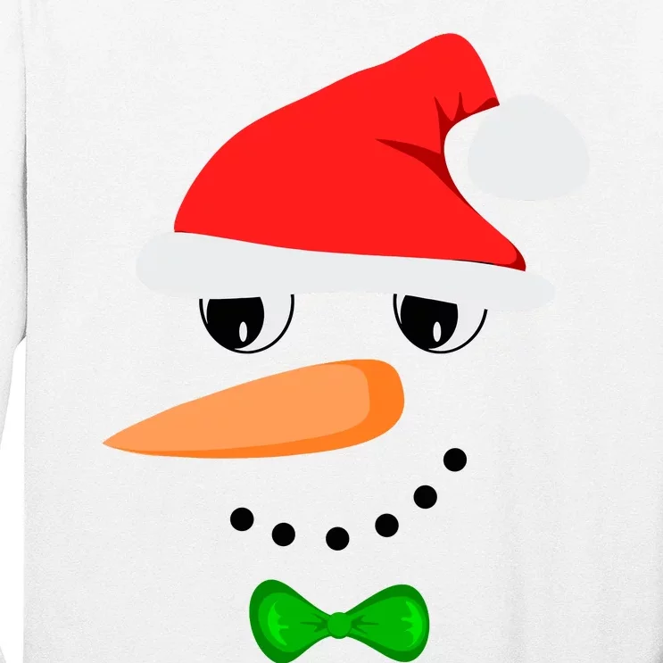 Cute Santa Snowman Face Funny Christmas Snowman Costume Long Sleeve Shirt