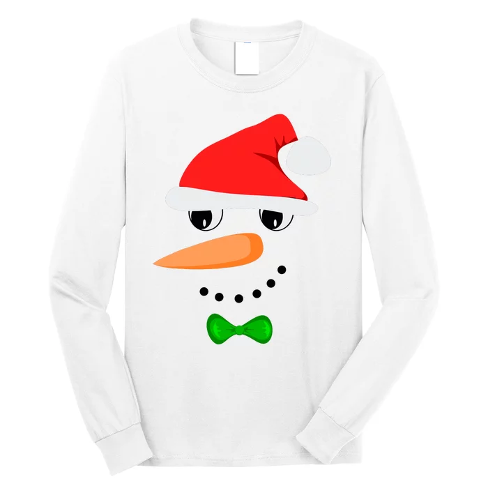 Cute Santa Snowman Face Funny Christmas Snowman Costume Long Sleeve Shirt