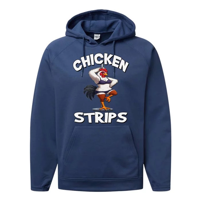 Chicken Strips Stripping Chicken Performance Fleece Hoodie