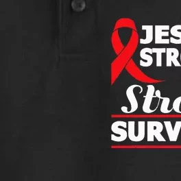 Christian Stroke Survivor Awareness Red Ribbon Brain Attack Dry Zone Grid Performance Polo