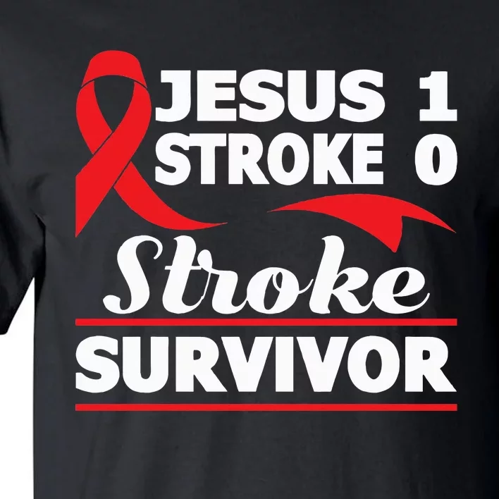 Christian Stroke Survivor Awareness Red Ribbon Brain Attack Tall T-Shirt