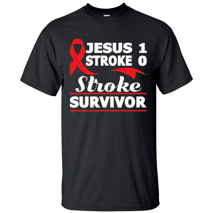 Christian Stroke Survivor Awareness Red Ribbon Brain Attack Tall T-Shirt