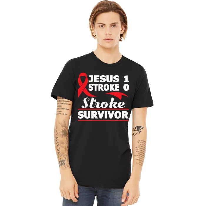 Christian Stroke Survivor Awareness Red Ribbon Brain Attack Premium T-Shirt