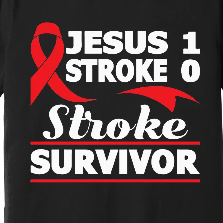 Christian Stroke Survivor Awareness Red Ribbon Brain Attack Premium T-Shirt