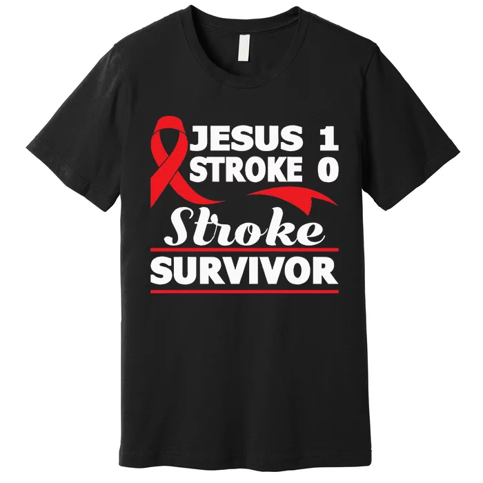 Christian Stroke Survivor Awareness Red Ribbon Brain Attack Premium T-Shirt