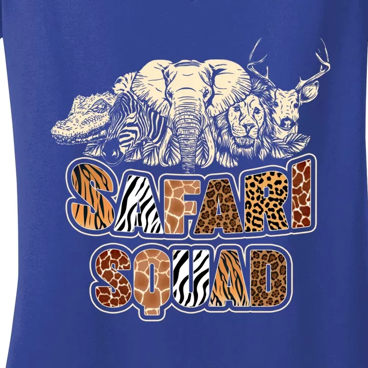 Cool Safari Squad African Family Summer Vacation Meaningful Gift Women's V-Neck T-Shirt