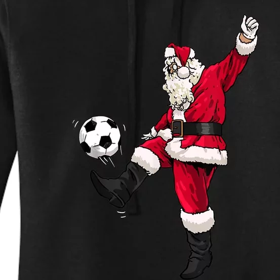 Christmas Santa Soccer Shirts Soccer Lover And Santa Lover TShirt Women's Pullover Hoodie