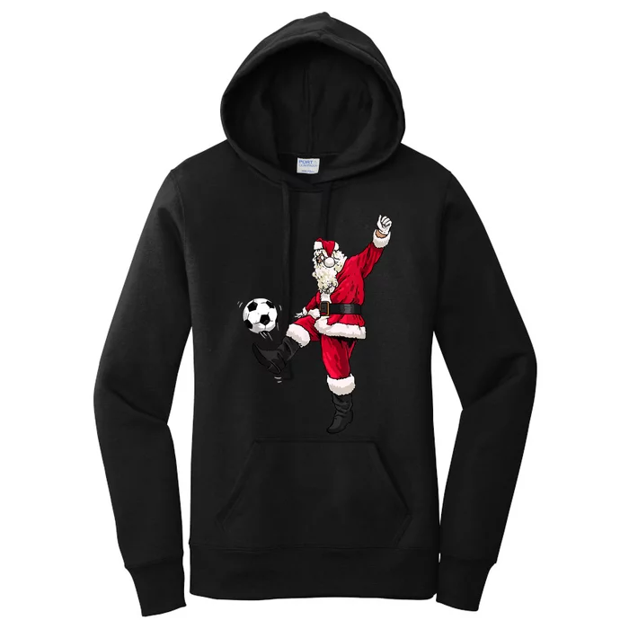 Christmas Santa Soccer Shirts Soccer Lover And Santa Lover TShirt Women's Pullover Hoodie