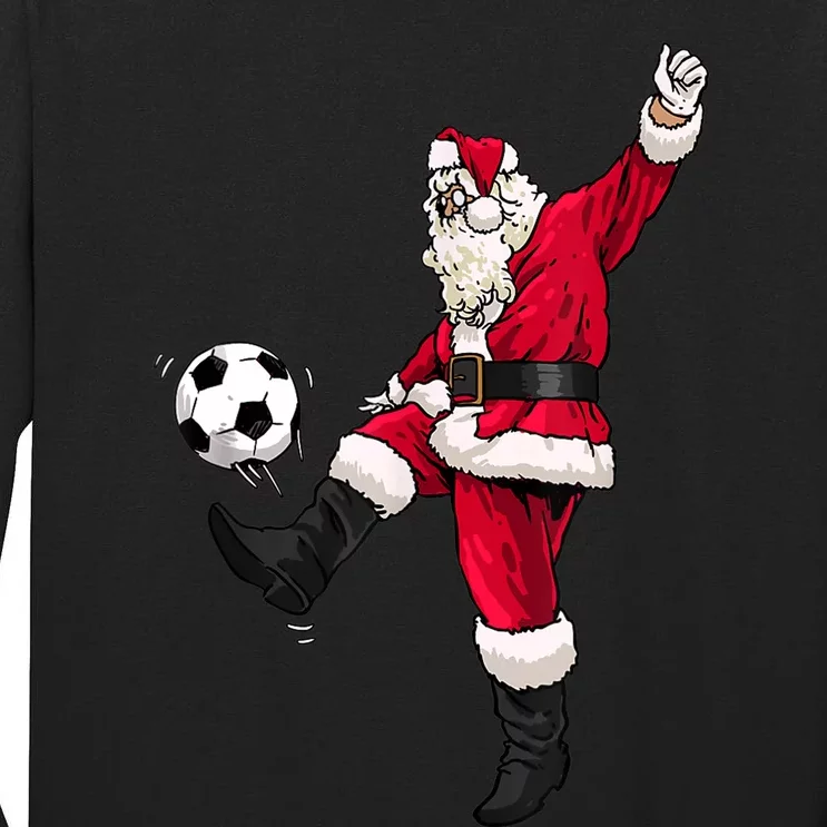 Christmas Santa Soccer Shirts Soccer Lover And Santa Lover TShirt Tall Long Sleeve T-Shirt