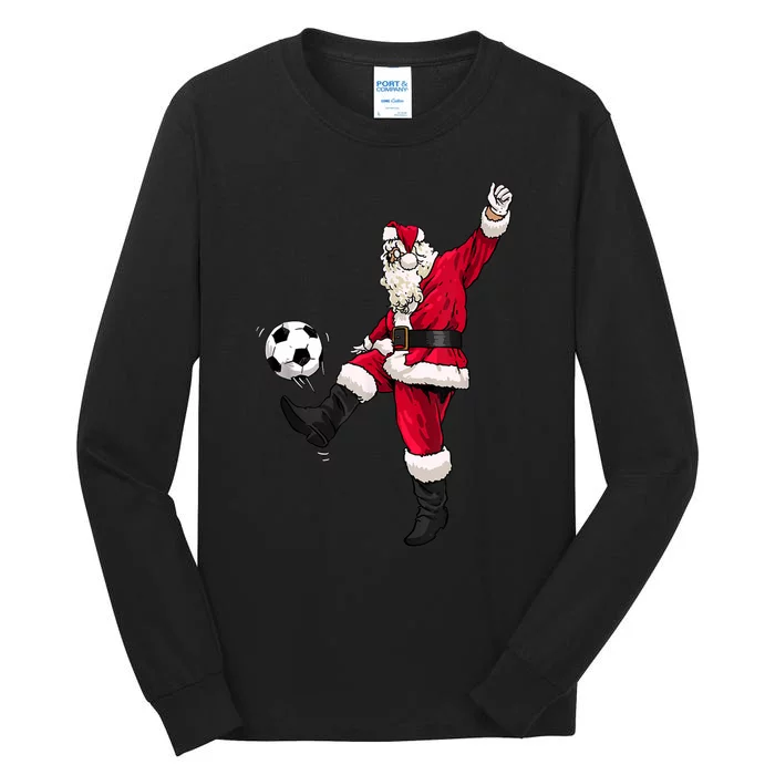 Christmas Santa Soccer Shirts Soccer Lover And Santa Lover TShirt Tall Long Sleeve T-Shirt