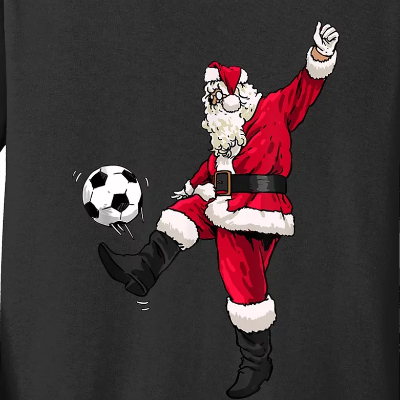 Christmas Santa Soccer Shirts Soccer Lover And Santa Lover TShirt Kids Long Sleeve Shirt