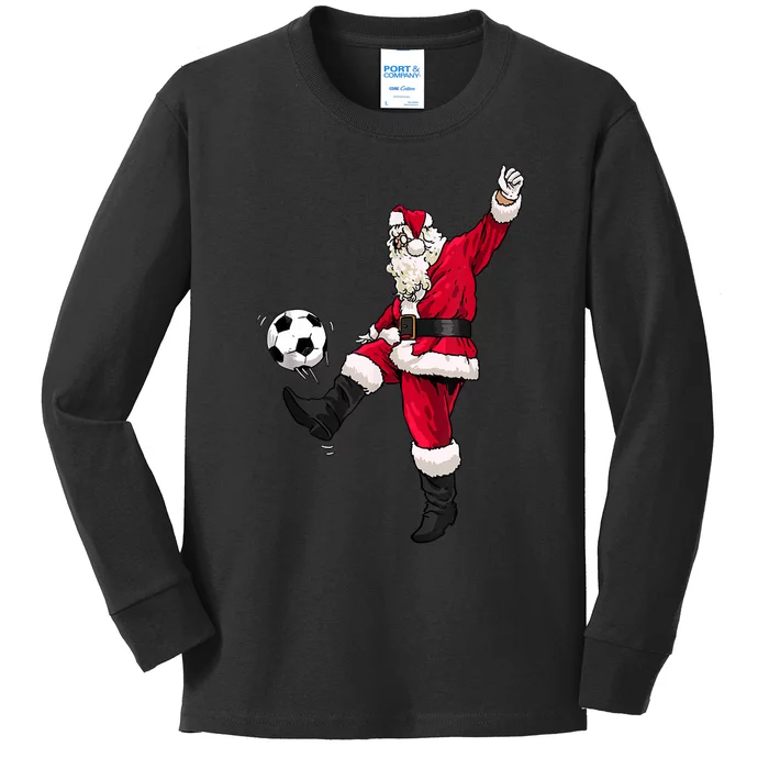 Christmas Santa Soccer Shirts Soccer Lover And Santa Lover TShirt Kids Long Sleeve Shirt