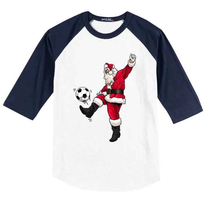 Christmas Santa Soccer Shirts Soccer Lover And Santa Lover TShirt Baseball Sleeve Shirt