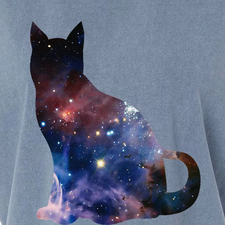 Cat Silhouette Supernova In Galaxy Scifi Space Garment-Dyed Women's Muscle Tee